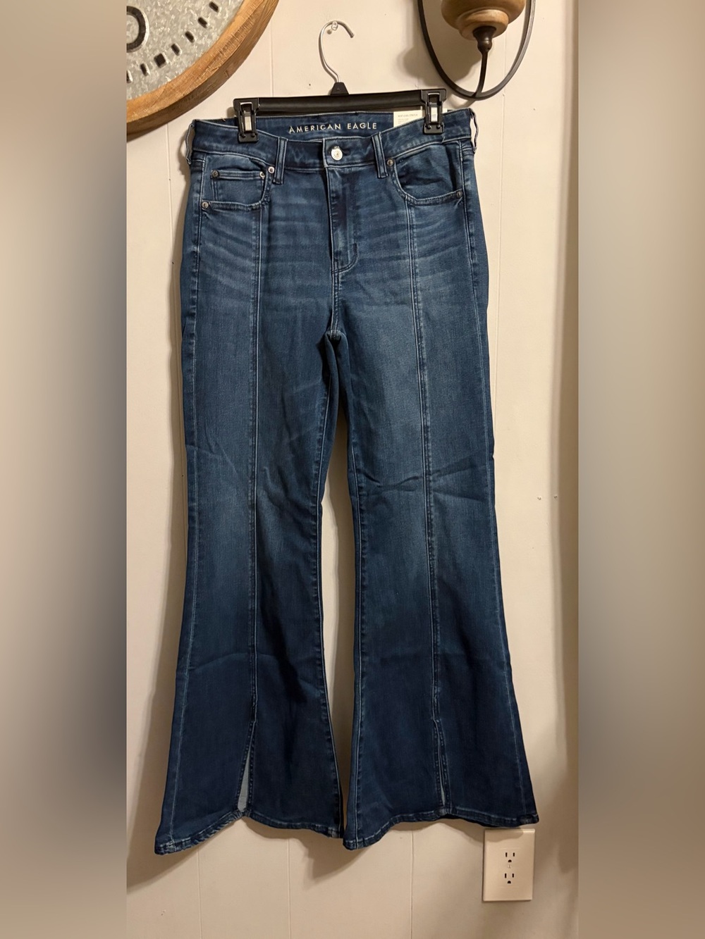 American Eagle Outfitters Dark Blue High-Rise Flare Leg Jeans